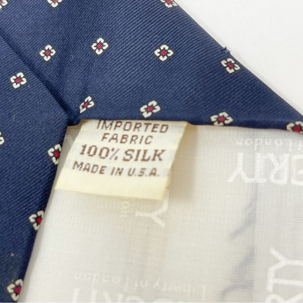 Vintage SOLOMON’S Men’s Blue Geometric Print LIBERTY LONDON Neck Tie USA Made - Picture 4 of 5
